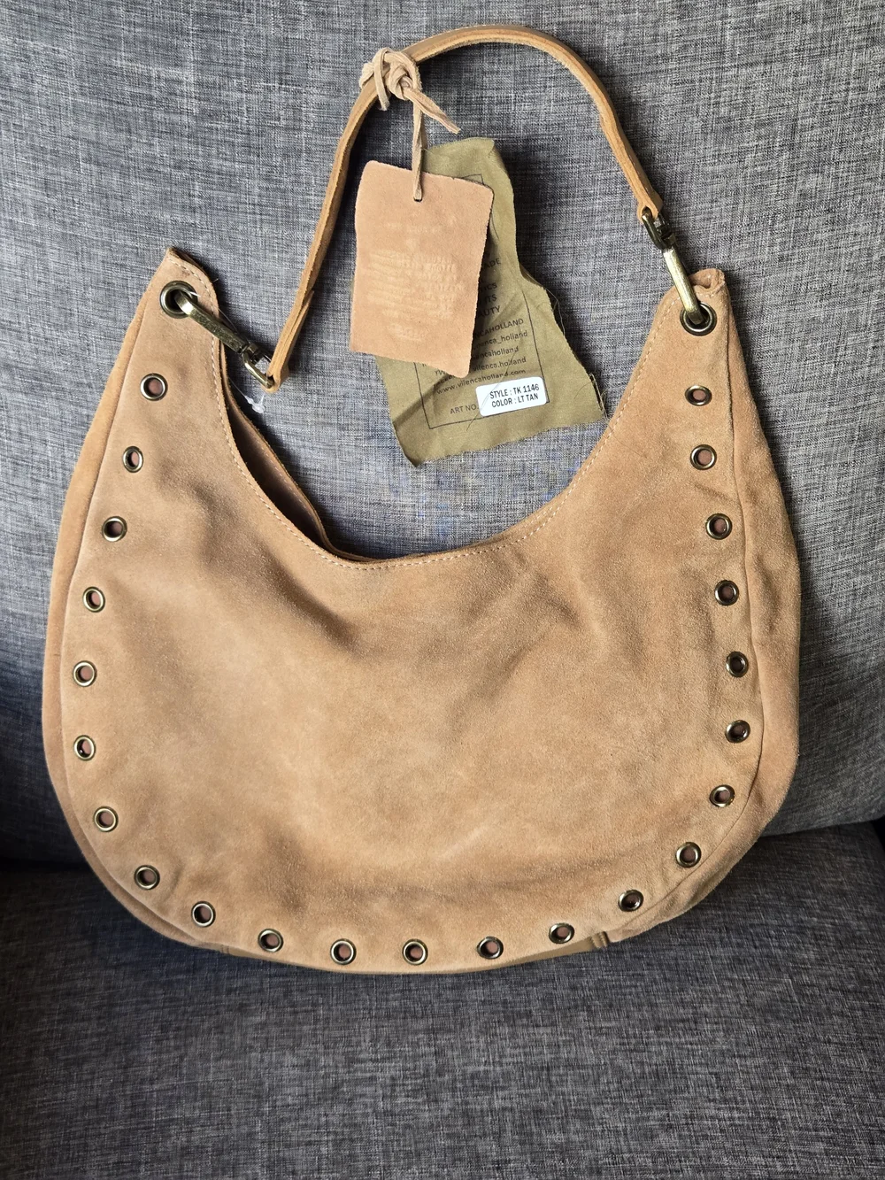 Vilenca Holland 100% Genuine Leather Suede Hobo Shoulder Bag Light Tan – NWT